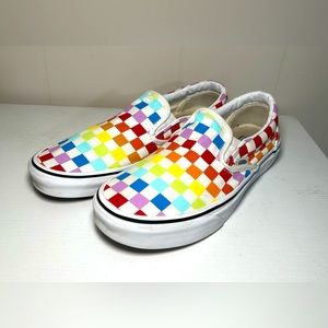 Vans Unisex Slip On Rainbow Chex Skate Shoe Sneaker